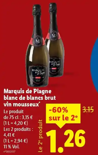 Lidl Marquis de Plagne blanc de blancs brut vin mousseux offre