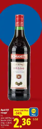 Lidl ROMANETTI Apéritif rouge offre