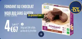 La Vie Claire Fondant au chocolat noir bio sans gluten offre
