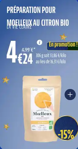 La Vie Claire Préparation pour moelleux au citron bio offre
