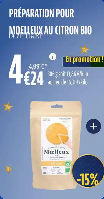 La Vie Claire Préparation pour moelleux au citron bio offre