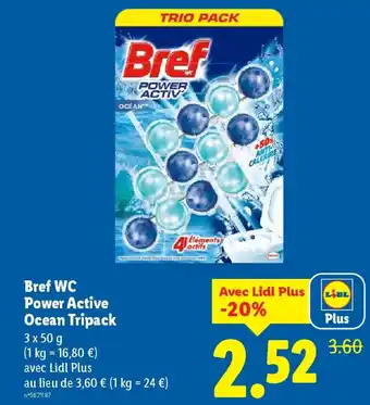 Lidl Bref WC Power Active Ocean Tripack offre