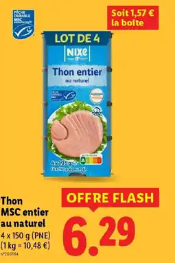 Lidl Thon MSC entier au naturel offre