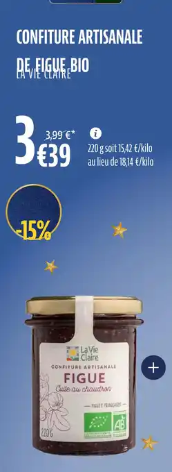 La Vie Claire Confiture artisanale de figue bio offre