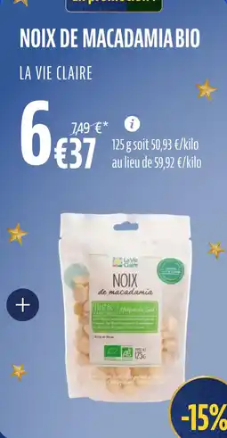 La Vie Claire Noix de macadamia bio offre