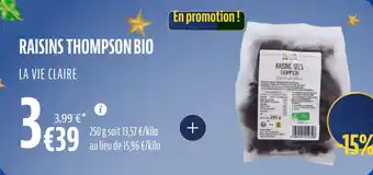 La Vie Claire Raisins thompson bio offre