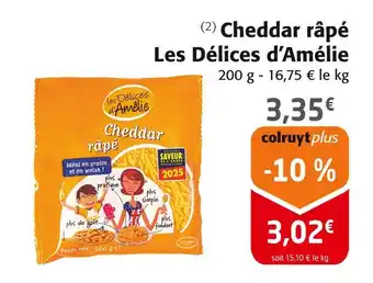 Colruyt Les délices d'amélie cheddar râpé offre