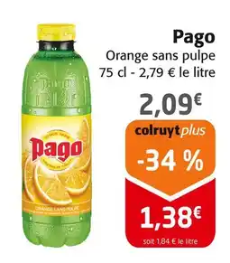 Colruyt Pago orange sans pulpe offre