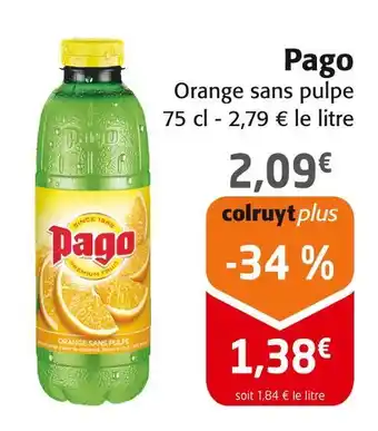 Colruyt Pago orange sans pulpe offre
