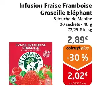 Colruyt Elephant infusion fraise framboise groseille & touche de menthe offre