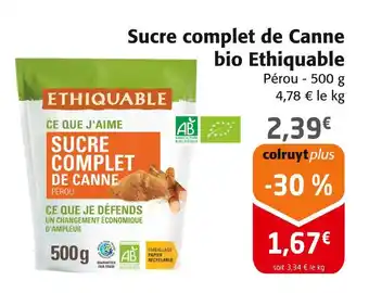 Colruyt Ethiquable sucre complet de canne bio offre