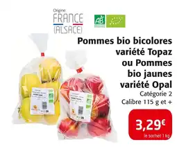 Colruyt Pommes bio bicolores variété topaz ou pommes bio jaunes variété opal offre