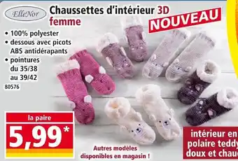 Norma Ellenor chaussettes d’intérieur 3d femme offre