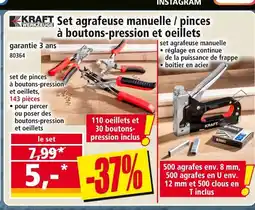 Norma Kraft werkzeuge set agrafeuse manuelle / pinces à boutons-pression et oeillets offre