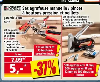 Norma Kraft werkzeuge set agrafeuse manuelle / pinces à boutons-pression et oeillets offre