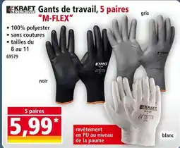 Norma Kraft werkzeuge gants de travail, 5 paires ”m-flex” offre
