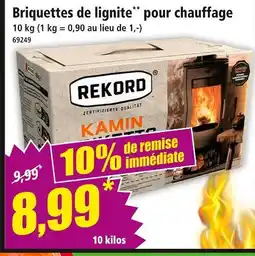 Norma Rekord briquettes de lignite pour chauffage offre