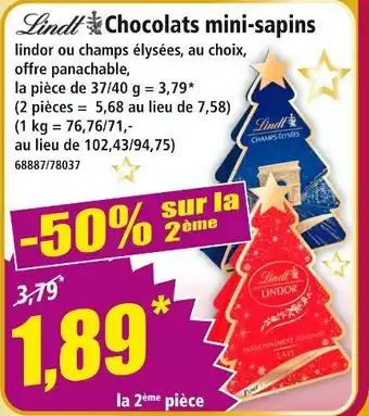Norma Lindt chocolats mini-sapins lindor offre
