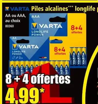 Norma Varta piles alcalines longlife offre