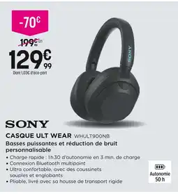 Pulsat Sony casque ult wear offre