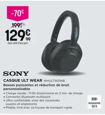 Pulsat Sony casque ult wear offre