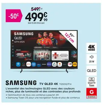 Pulsat Samsung tv qled 4k tq50q7f4 offre