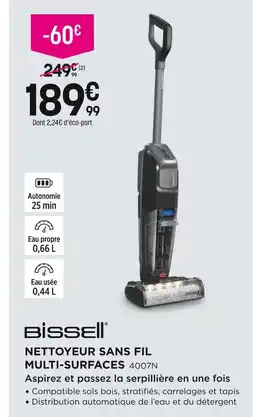 Pulsat Bissell nettoyeur sans fil multi-surfaces offre