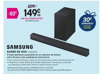 Pulsat Samsung barre de son offre