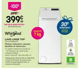 Pulsat Whirlpool lave-linge top offre