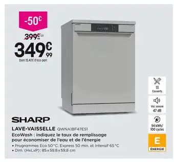 Pulsat Sharp lave-vaisselle qwna1bf47es1 offre