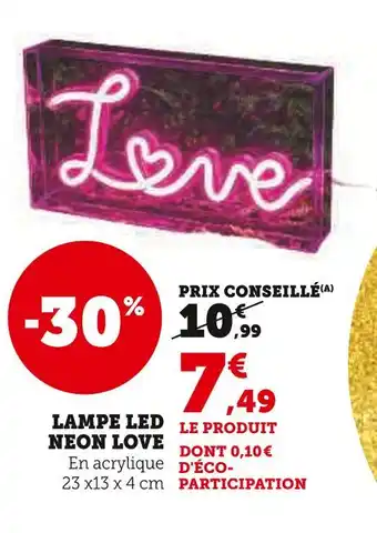 Hyper U Lampe led neon love offre