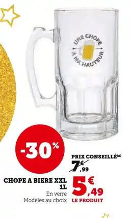 Hyper U Chope à bière xxl 1l offre