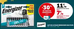 Hyper U Energizer lot de 10 piles energizer max plus offre