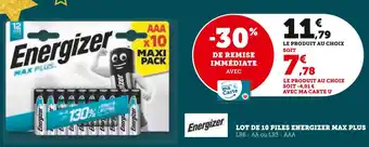 Hyper U Energizer lot de 10 piles energizer max plus offre