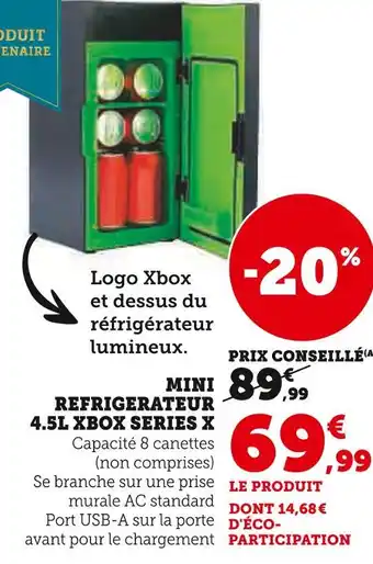 Hyper U Xbox series x mini réfrigérateur offre
