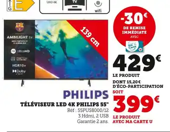 Hyper U Philips téléviseur led 4k 55 offre