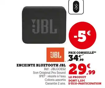 Hyper U Jbl énceinte bluetooth offre
