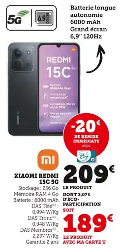 Hyper U Xiaomi redmi 15c 5g offre