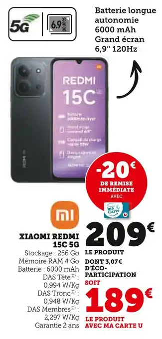 Hyper U Xiaomi redmi 15c 5g offre
