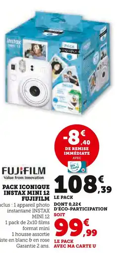 Hyper U Fujifilm pack iconique instax mini 12 offre