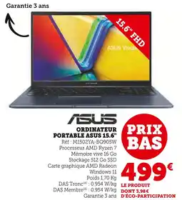 Hyper U Asus ordinateur portable asus 15.6 offre