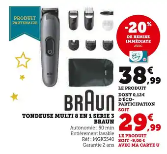 Hyper U Braun tondeuse multi 8 en 1 série 3 offre