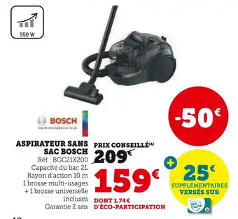 Hyper U Bosch aspirateur sans sac offre