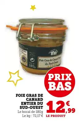 Super U Foie gras de canard entier du sud-ouest offre
