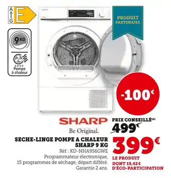 Hyper U Sharp sèche-linge pompe à chaleur sharp 9 kg offre
