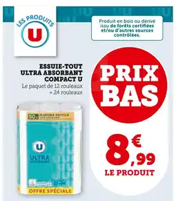 Super U U essuie-tout ultra absorbant compact offre
