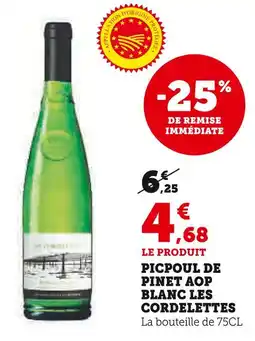 Super U Les cordelettes picpoul de pinet aop blanc offre