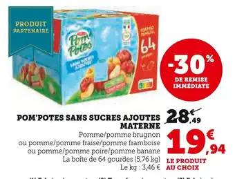 Super U Materne pom'potes sans sucres ajoutés offre