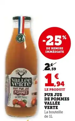 Super U Vallée verte pur jus de pommes offre