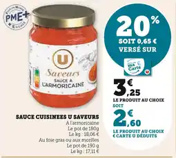 Super U U saveurs sauce cuisinées offre